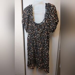 Who What Wear Black and Brown Leopard Print Dress